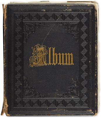 (ALBUM.) Autograph album containing over 200 signatures by political, military and other notables, including Abraham Lincoln, most of h